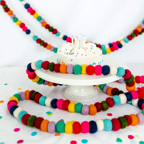 Colorful Felt Ball Pom Pom Garland | 9 Ft | Spring, Easter, Birthday, Christmas Decor | 100% Wool Felt | Boho Rainbow...