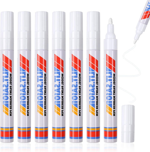 Phinus 7 Pack White Paint Pen, Oil Based White Marker, Medium Tip White Paint Marker, Quick Dry Waterproof White Permanent Marker for Rock, Cerami...