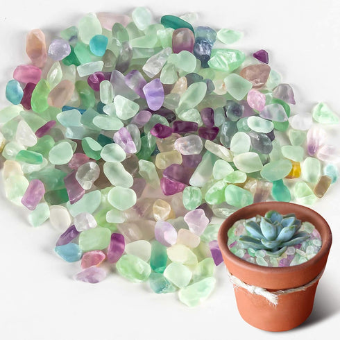 Sukh Fluorite Tumbled Crystal Chips - 0.9lb Fluorite Crushed Stone Fish Tank Rocks Gravel for Vase Fillers Decorative Fish Tank Fillers Succulent ...