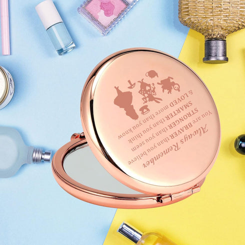 KEYCHIN Princess Pocket Mirror Fairy Tales Gift Always Remember You are Braver Stronger Smarter Than You Think Compact Makeup Mirror for Women Gir...