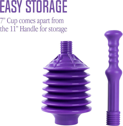 JS Jackson Supplies Professional Bellows Accordion Toilet Plunger, Thrust Plunge Removes Heavy Duty Clogs from Clogged Bathroom Toilets, Power Plu...