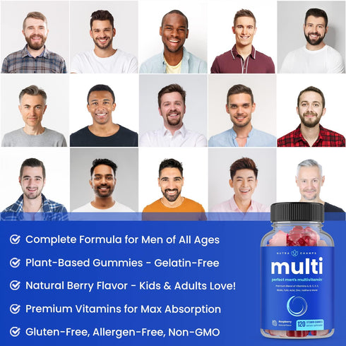 NutraChamps Men's Multivitamin Gummies | Vitamins A, B, C, D, E, Biotin, Folic Acid | Daily Multivitamin for Men | Chewable Men's Gummy Multivitam...