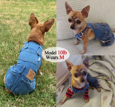 Dog Shirts Clothes Denim Overalls, Pet Jeans Onesies Apparel, Puppy Jean Jacket Sling Jumpsuit Costumes, Fashion Comfortable Blue Pants Clothing f...