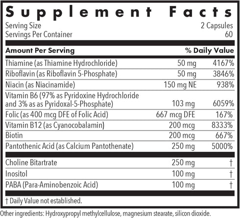 Allergy Research Group Super Vitamin B Complex - Vitamin B for Men & Women, Vitamin B Supplement, Vitamin B12, Vitamin B6, Vegetarian Capsules, Co...