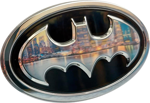 Fan Emblems Batman Car Emblem - 1989 Oval Bat Symbol 3D Auto Badge - Color: Black and Chrome - Size: 3.76 x 2.26 x 0.2 inches - Officially License...