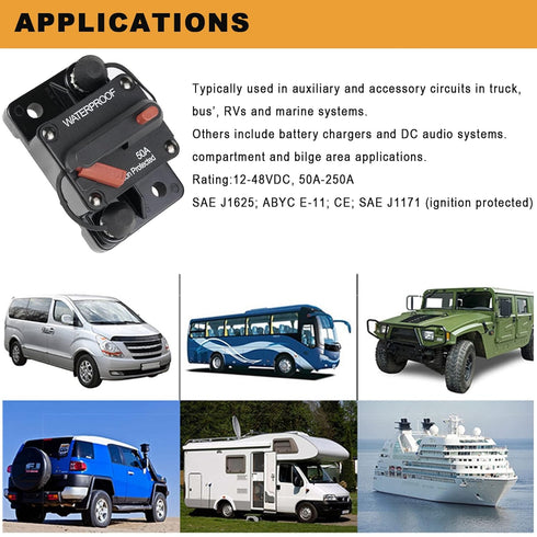STETION 100 Amp Circuit Breaker Trolling with Manual Reset Car Marine Trolling Motors Boat ATV Manual Power Protect for Audio System Fuse 12V-48VD...