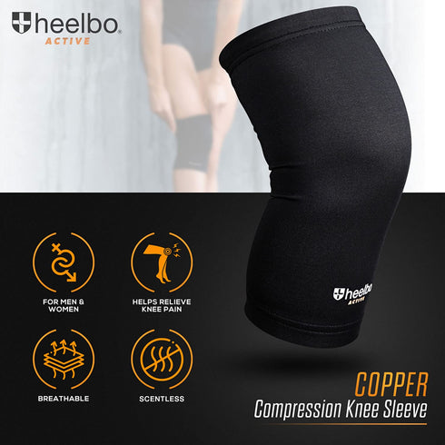 Knee Compression Sleeve with Copper Infused Fibers and Breathable Fabric for Knee Pain Relief, Knee Support, Sore Muscles and Joints for Running, ...