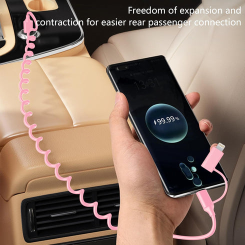 60W Coiled USB-C to USB-C & Lightning Cable 2Pack?MFi Certified? 2 in 1 Fast Charging Apple CarPlay Cable for iPhone 15/15 Plus/14/13,Galaxy S24/S...