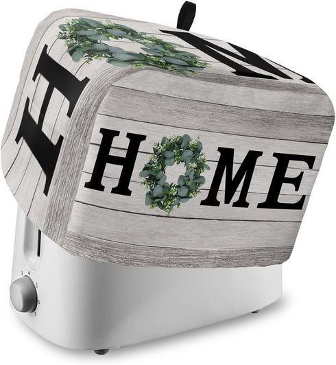 Farmhouse Toaster Cover 4 Slice, Kitchen Small Appliance Covers Bakeware Protector, Spring Eucalyptus Leaves Wreath Home Wooden Washable Oven Dust...
