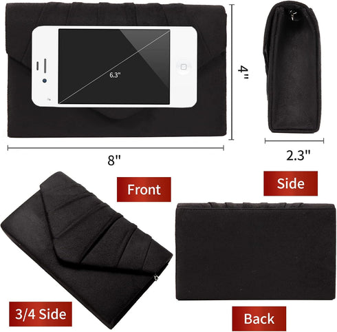 BBjinronjy Clutch Purse Evening Bag for Women Evening Wedding Party Velvet Suede Pleated Handbag...