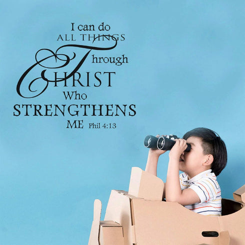 Inspirational Wall Decor Quotes Stickers–I Can Do All Things Through Christ Who Strengthens Me– Decor for Living Room Bedroom Classroom Playroom N...