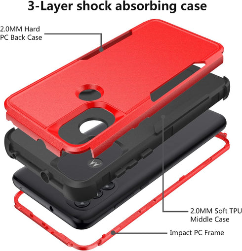 TJS for Motorola Moto G Pure 2021/Moto G Power 2022 Case, with Tempered Glass Screen Protector, Heavy Duty Rugged Shockproof Full Body Anti Scratc...