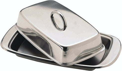 KitchenCraft Butter Dish with Lid, Stainless Steel, Silver 19.5 x 10 x 8 cm...