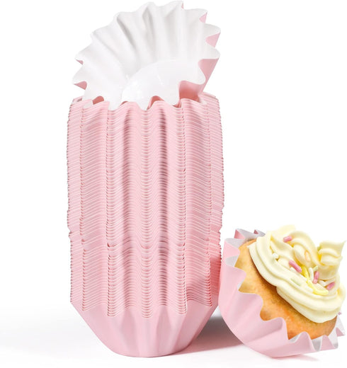 Cupcake Liner,100 Count Standard Muffin Wrappers Non-stick Greaseproof 210g PET Coated Paper Baking Cups for Wedding,Baby Shower, No Muffin Pan Ne...