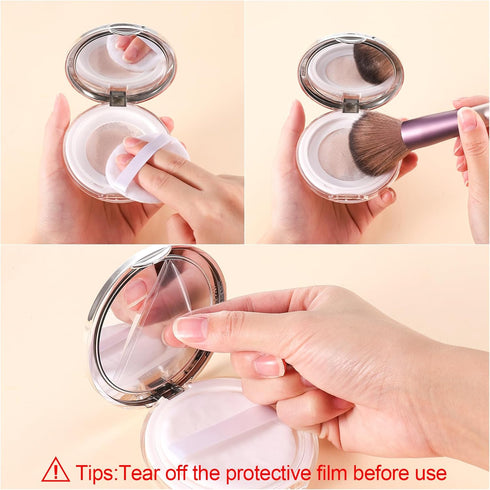 Loose Powder Container, 3 Pieces Compact Powder Container with Puff and Mirror,3 g/ 0.11 Oz Reusable Empty Refillable Makeup Powder Case Portable ...