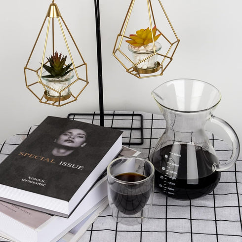T-mark Pour Over Coffee Maker with Reusable Double-layer Stainless Steel Filter, 600ml/20oz BPA-Free Glass Coffee Carafe, Glass Coffee Maker, Coff...