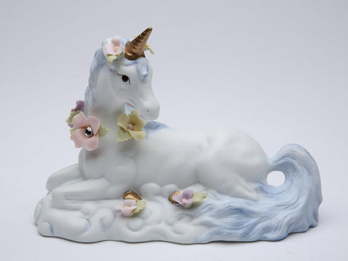 CG 737-33 White Unicorn with Flowers Sitting Figurine,4" H...