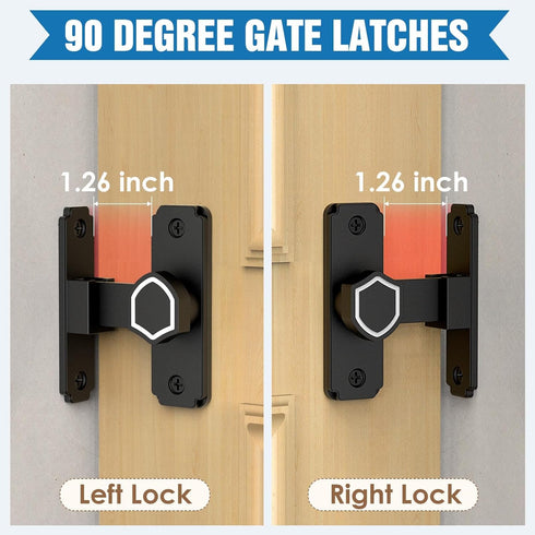90 Degree Flip Barn Door Lock, Sturdy 304 Stainless Steel Gate Latch, Home Security Sliding Door Lock Best for Barn, Bathroom, Bedroom, Cabinet, G...