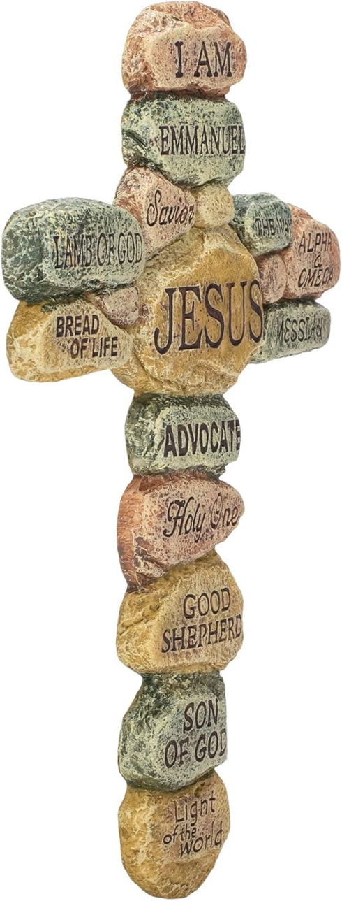 Dicksons Names of Jesus Christ Pebble 10 Inch Resin Decorative Hanging Wall Cross...