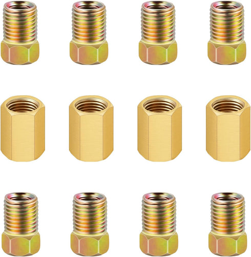 Tnisesm 12Pcs 3/8"-24 Threads Brake Line Fittings Assortment For 3/16" Brake Line Tube(4 Unions, 8 Nuts)...