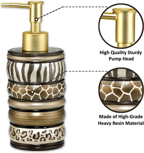 Popular Bath Safari Stripes Modern Bath Accessories Lotion Pump Modern Classic Contemporary Decorative Beautiful Designs Bathroom Decor Set for Ho...