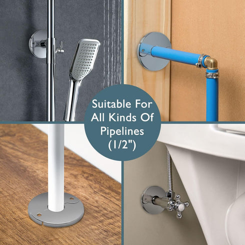 Plumbing Cover Plates, Escutcheon plate, Stainless Split Flange, Hinged Floor and Ceiling Plates for than 21mm Dia Pipe (Fits 1/2 Inch IPS), Chrom...