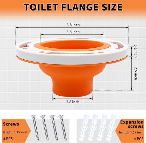 Toilet Flange Repair Kit, Universal Toilet Flange Fits for 4" and 5" or Special 3" Drain Pipe, Toilet Repair and Easy Install, Perfect Seal No Mor...