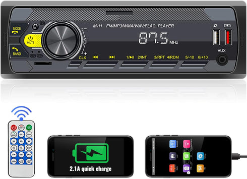 UNITOPSCI Single Din Car Stereo Bluetooth 5.0 Multimedia Audio Receiver, Push to Talk Assistant, Hands-Free Call Voice Control,MP3/FM/AUX in/USB/T...