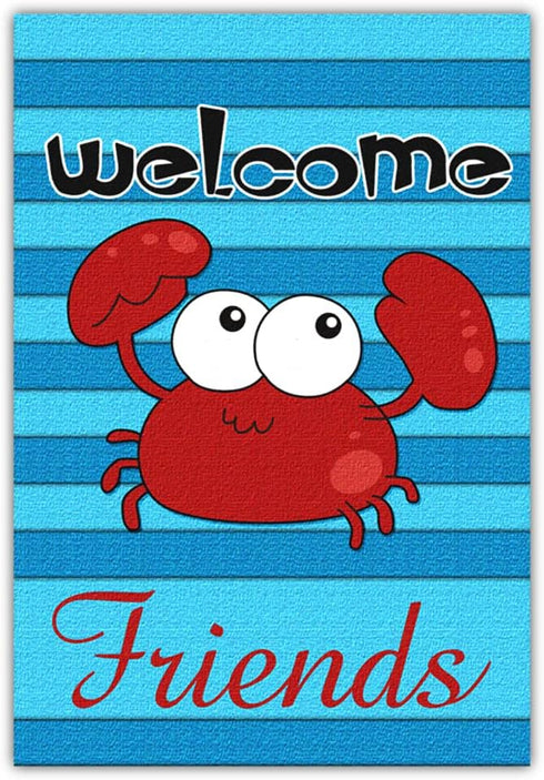 Summer Garden Flag Double-Sided, Marine Series Crab Cute Cartoon, Children's Parties Sign Gardens Lawn Decors (12"X 18")...