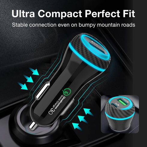 MOCA for iPhone 51W Fast Charger, USB C Dual Ports W/ 2pcs 3.3ft A-P/C-P Cable Car Charger Adapter for iPhone 13 12 11 Pro/XS/XR/SE/X 8/iPad/AirPo...