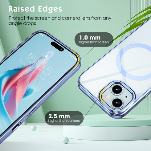 zelaxy Compatible with iPhone 15 Case, Luxury Electroplate Edge Magnetic Case Clear Transparent Slim Hard Shell, Never Yellow Protective Cover for...