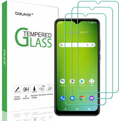 beukei (3 Pack) Screen Protector Tempered Glass Compatible for Cricket Ovation 3 and AT&T Motivate Max(U668AA), Touch Sensitive,Case Friendly, 9H ...