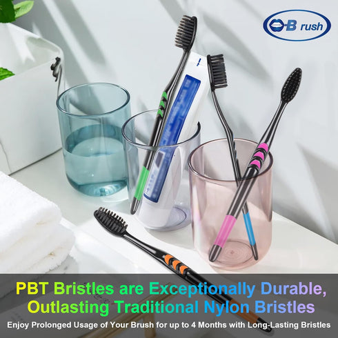 Soft Toothbrush with Flexible Head - Prevent Gum Hurt, Tapered Bristle Brush Gentle Care for Sensitive Teeth, Individually Wrapped Variety Colors ...