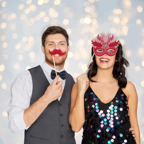 Valentines Day Photo Booth Props Kit, 28PCS Photography Props, Funny DIY Picture Selfie Accessories for Valentine’s Day Wedding Party Suppliers Fa...