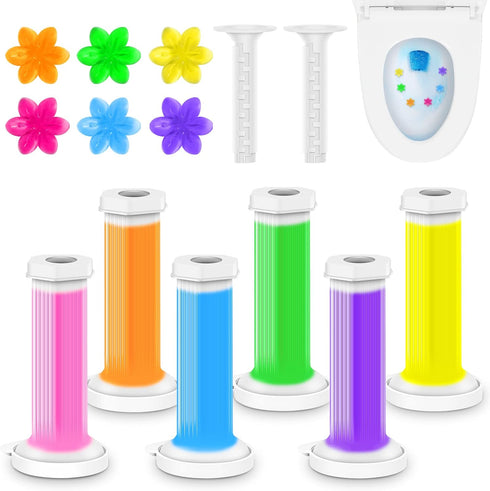 6Pcs Toilet Bowl Cleaner, 6 Kinds of Scent Toilet Cleaner Gel Stamp Kit for Bathroom Clean, Flower Toilet Gel Stamp,Toilet Stamp Cute Shape Includ...