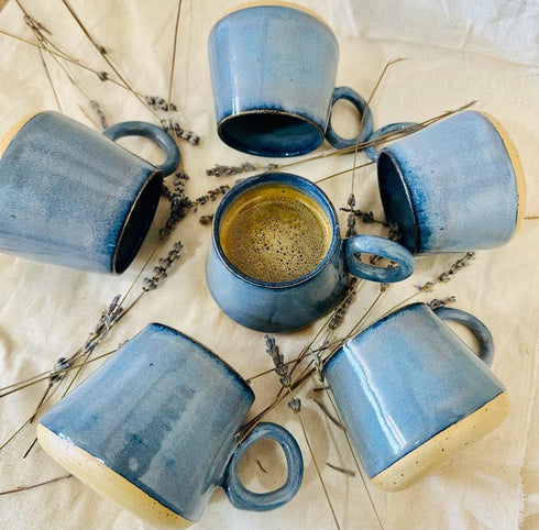 Handmade Ceramic Coffee Mug (Blue Midnight), Modern, Boho, Unique Style For Any Kitchen. Microwave Safe Stoneware…...