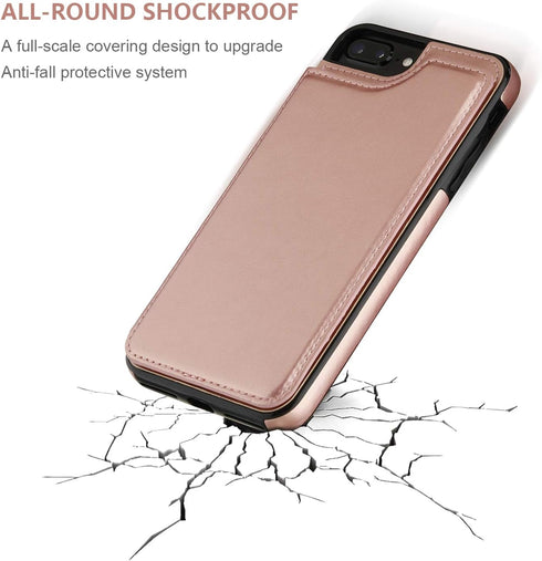 for iPhone 7 Plus/8 Plus Wallet Case with Card Holder,OT ONETOP Premium PU Leather Kickstand Card Slots Case,Double Magnetic Clasp and Durable Sho...