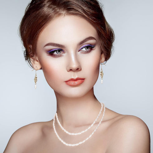 PAGOW 1000pcs Oat Rice Beads, 4 x 8mm White Pearl Beads for Jewelry Making (0.15 x 0.3 inch)...