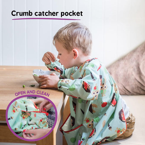 Tidy Tot - Long Baby Bib - Mess Proof Long Sleeve Feeding Smock with Large Food Catcher Pocket - Waterproof Bib...