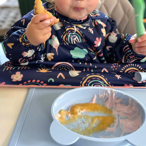 Baby Bibs for Eating | Long Sleeve Bib can be Clipped to the Table | Long Sleeve Bibs for Babies | Coverall Bib...