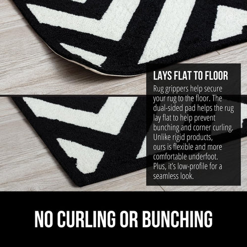 Gorilla Grip 16 Pack Rug Gripper Pads, Keep Area Rugs Corners from Curling and Bunching, Reusable Dual-Sided Flexible Sticky Pad, Grips Floor Unde...