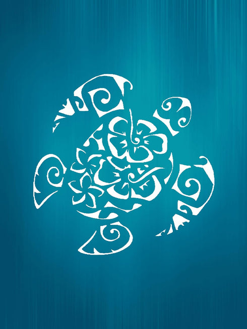 Custom Nautical Tiki Turtle Flower Stencil - 5.5 x 5.5 Inches, Personalized Reusable Plastic Stencil for DIY Oceanic Creations...