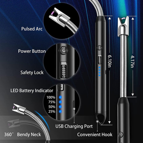 USB Electric Arc Lighter Rechargable (Black)...