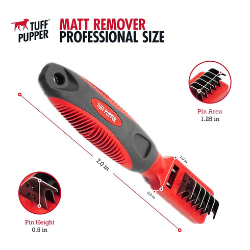 Tuff Pupper Deep Knot and Mat Remover Tool | Dematting Comb, Brush For Dogs, Cats, Small Animals | Remove Difficult Knots From Long Haired Dogs, S...