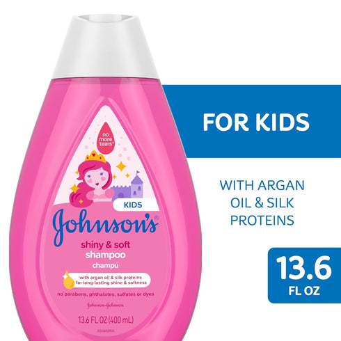 Johnson's Baby Shiny Soft TearFree Kids' Shampoo with Argan Oil Silk Proteins Paraben Sulfate DyeFree Formula Hypoallergenic Gentle for Toddler's ...