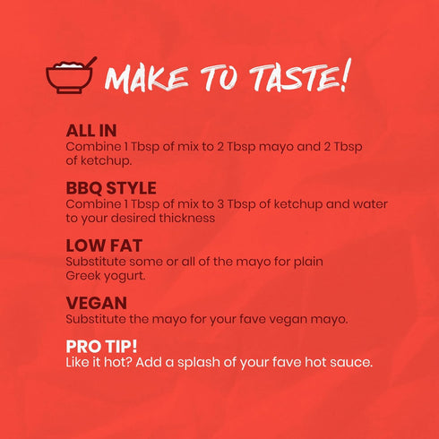 RIOT House Sauce Mix, Sweet and Smokey Dipping BBQ, Restaurant flavor chicken sauce, Salt-free, Sweetened with Agave, Gluten Free, Vegan, Soy-free...