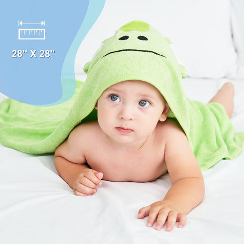 YOYOO Baby Bath Towel – Viscose Derived from Bamboo, Baby Hooded Towels - Newborn Essential Cute Green Frog-Perfect Baby Registry Gifts for Boy Gi...