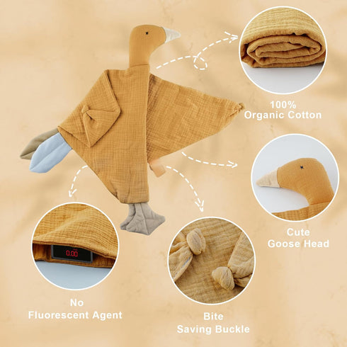 Security Blanket Loveys for Babies Boy Girl, Muslin Baby Lovey Security Blanket,Soft Breathable Organic Cotton Lovies,Unisex Newborn Toddler Goose...