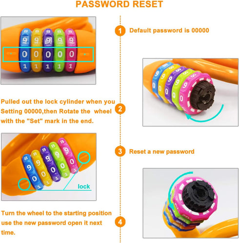 Bike Lock Cable - 4 Feet Resettable Cable Lock - Self Coiling 5 Digit Combination Bicycle Lock (Orange)...