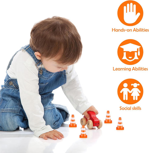 Gadpiparty 50Pcs Miniature Traffic Signs for Kids Mini Traffic Cones Training Road Block Toy Cones for Multipurpose Construction Theme Party Engin...